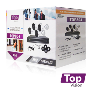 KIT 8X4   INCLUYE 1 DVR 8 CANALES  XDVR-1008 1080P-LITE + 1 DD 1TB + 4 CAMARAS BULLET 1080P 2MP TCB2
